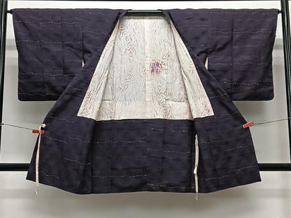 平和屋着物■道行コート　幾何学文様　暈し染め　ロング丈　正絹　逸品　CABA3328ua
