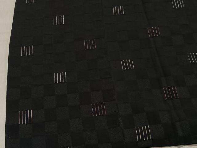 平和屋着物■道行コート　市松文様　黒地　金銀糸　正絹　逸品　CABA3347ua
