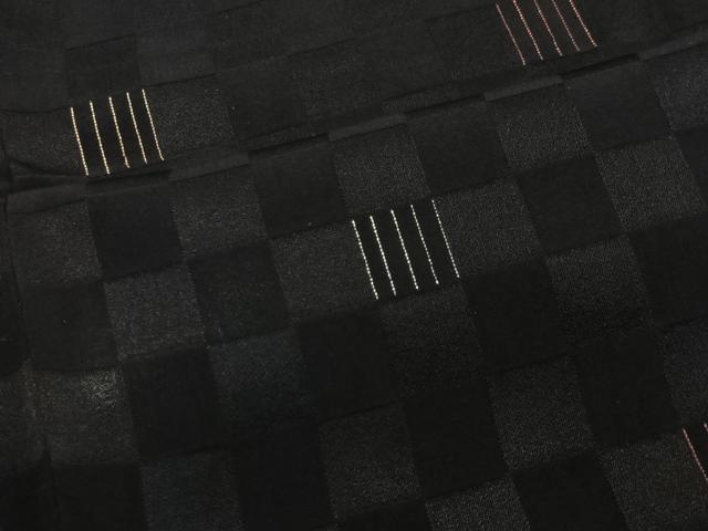 平和屋着物■道行コート　市松文様　黒地　金銀糸　正絹　逸品　CABA3347ua