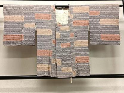 平和屋着物■道行コート　ふくれ織　横段抽象文　正絹　逸品　CABA3351ua