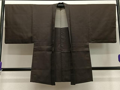平和屋着物＃男性　長羽織　赤墨色　正絹　逸品　CABA3363ua