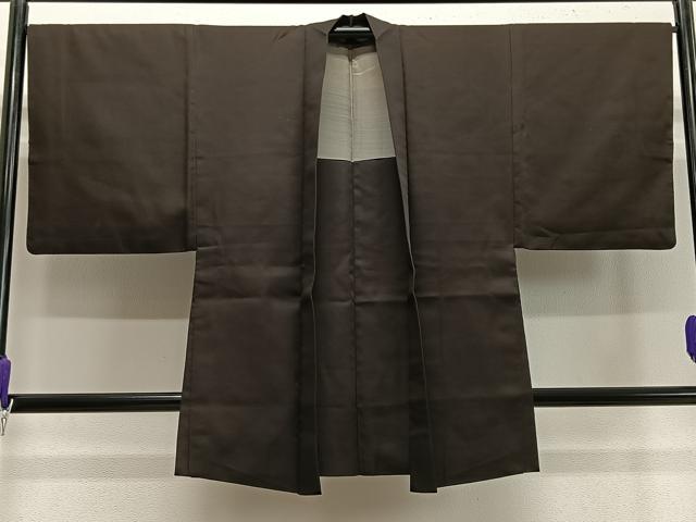 平和屋着物＃男性　長羽織　赤墨色　正絹　逸品　CABA3363ua