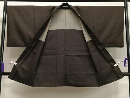 平和屋着物＃男性　長羽織　赤墨色　正絹　逸品　CABA3363ua