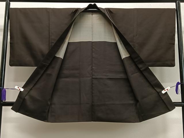 平和屋着物＃男性　長羽織　赤墨色　正絹　逸品　CABA3363ua