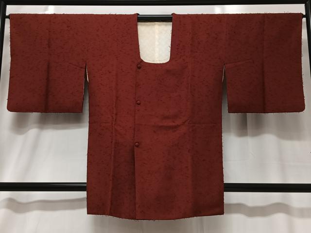 平和屋着物■道行コート　お召縮緬　蘇芳色　正絹　逸品　CABA3401ua
