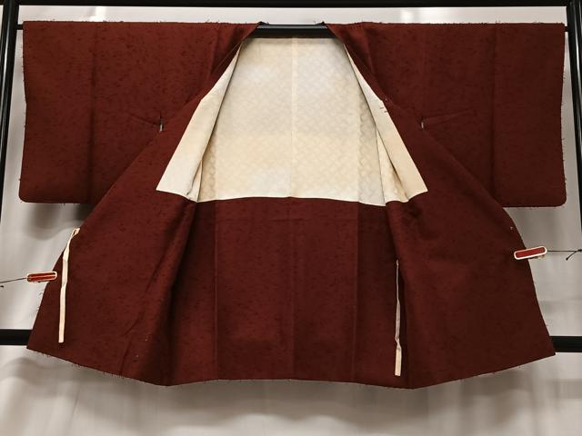 平和屋着物■道行コート　お召縮緬　蘇芳色　正絹　逸品　CABA3401ua