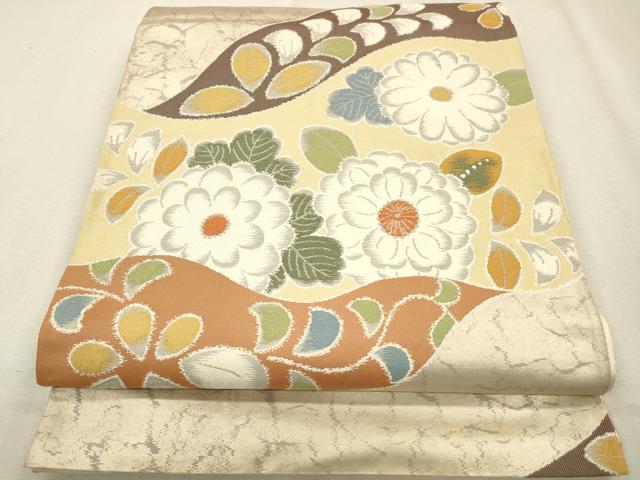 平和屋着物◎六通柄袋帯 道長舞花文 引箔 正絹 逸品 CABA3666qe