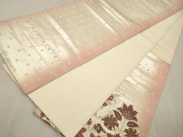 平和屋着物◎六通柄袋帯 天然美 更紗花文 金銀糸 正絹 逸品 CABA3678qe