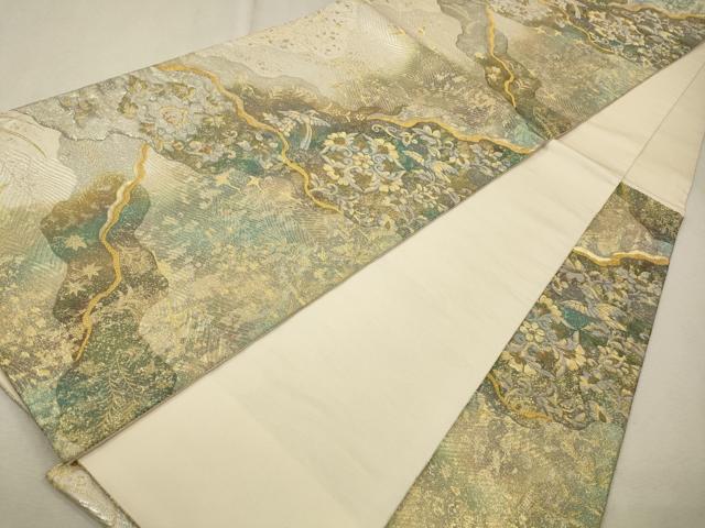 平和屋着物◎六通柄袋帯 道長花鳥文 金銀糸 引箔 正絹 逸品 CABA3691qe