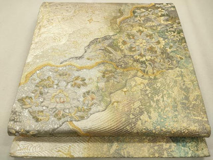 平和屋着物◎六通柄袋帯 道長花鳥文 金銀糸 引箔 正絹 逸品 CABA3691qe