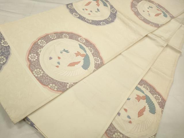 平和屋着物◎六通柄袋帯　鏡裏鳳凰花文　正絹　逸品　CABA3707qe