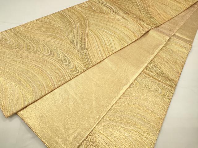 平和屋着物◎六通柄袋帯　立波文　金糸　正絹　逸品　CABA3712qe