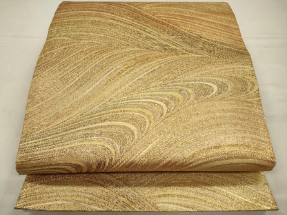 平和屋着物◎六通柄袋帯　立波文　金糸　正絹　逸品　CABA3712qe