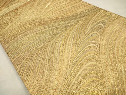 平和屋着物◎六通柄袋帯　立波文　金糸　正絹　逸品　CABA3712qe