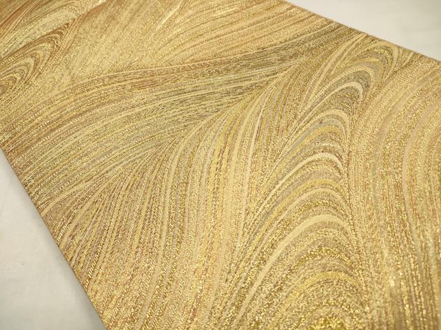平和屋着物◎六通柄袋帯　立波文　金糸　正絹　逸品　CABA3712qe