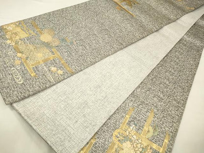平和屋着物◎六通柄袋帯　花車文　金銀彩　正絹　逸品　CABA3717qe