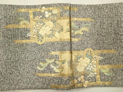 平和屋着物◎六通柄袋帯　花車文　金銀彩　正絹　逸品　CABA3717qe