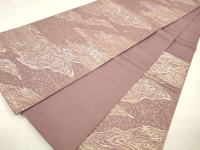 平和屋着物◎六通柄袋帯　流水花鳥文　金銀糸　引箔　正絹　逸品　CABA3724qe