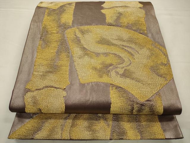 平和屋着物◎六通柄袋帯 地紙竹文 金糸 正絹 逸品 CABA3728qe