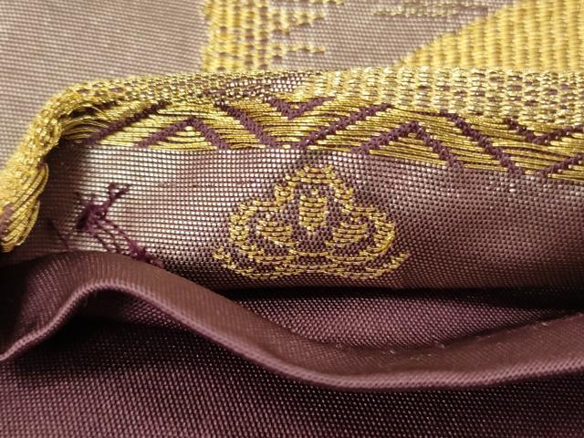 平和屋着物◎六通柄袋帯 地紙竹文 金糸 正絹 逸品 CABA3728qe