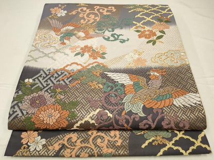 平和屋着物◎六通柄袋帯　唐織り　鳳凰花文　能衣の美　金銀糸　正絹　逸品　CABA3732qe
