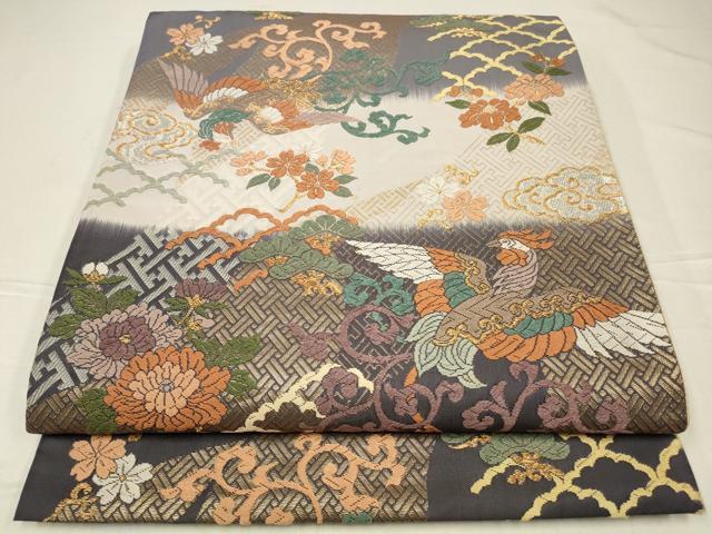 平和屋着物◎六通柄袋帯　唐織り　鳳凰花文　能衣の美　金銀糸　正絹　逸品　CABA3732qe