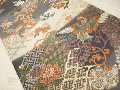 平和屋着物◎六通柄袋帯　唐織り　鳳凰花文　能衣の美　金銀糸　正絹　逸品　CABA3732qe