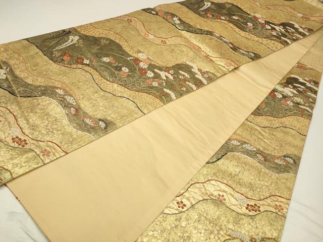平和屋着物◎六通柄袋帯　道長彩小袖絵文　金糸　引箔　正絹　逸品　CABA3736qe