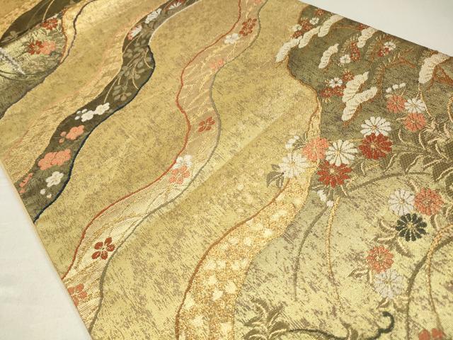 平和屋着物◎六通柄袋帯　道長彩小袖絵文　金糸　引箔　正絹　逸品　CABA3736qe