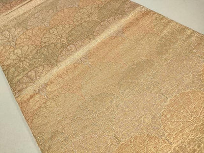 平和屋着物◎六通柄袋帯　菊青海波　金糸　正絹　逸品　CABA3740qe