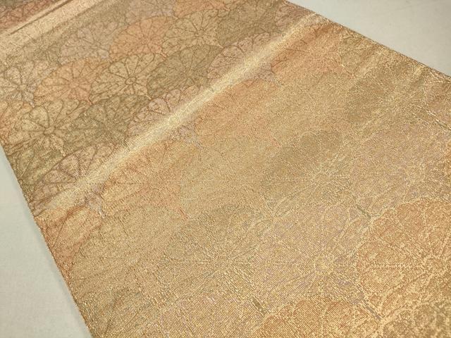 平和屋着物◎六通柄袋帯　菊青海波　金糸　正絹　逸品　CABA3740qe