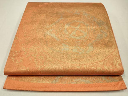 平和屋着物◎六通柄袋帯　鏡裏人物花文　京蒔絵　金糸　正絹　逸品　CABA3742qe