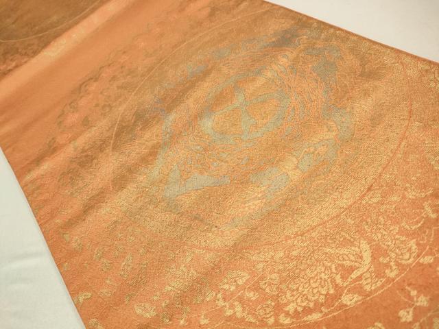 平和屋着物◎六通柄袋帯　鏡裏人物花文　京蒔絵　金糸　正絹　逸品　CABA3742qe
