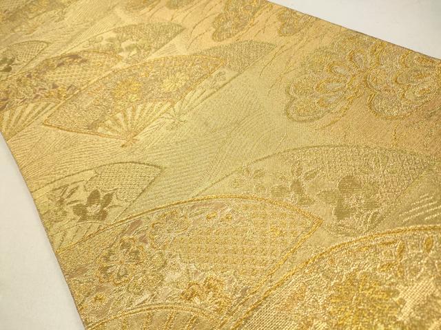 平和屋着物◎佐賀錦　六通柄袋帯　扇面花文　金糸　正絹　逸品　CABA3745qe