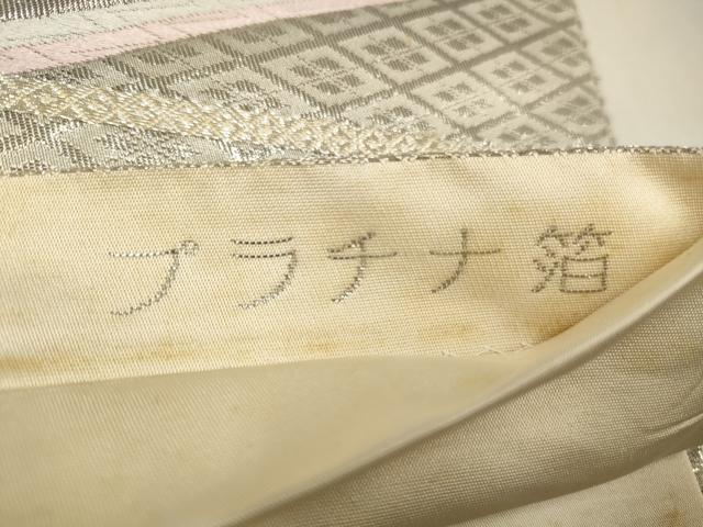 平和屋着物◎六通柄袋帯　扇面鳳華文　プラチナ箔　正絹　逸品　CABA3746qe