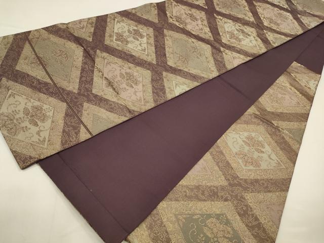 平和屋着物◎六通柄袋帯　松皮菱文　金糸　三越扱い　正絹　逸品　CABA3766qe