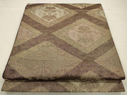 平和屋着物◎六通柄袋帯　松皮菱文　金糸　三越扱い　正絹　逸品　CABA3766qe