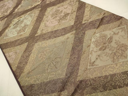 平和屋着物◎六通柄袋帯　松皮菱文　金糸　三越扱い　正絹　逸品　CABA3766qe