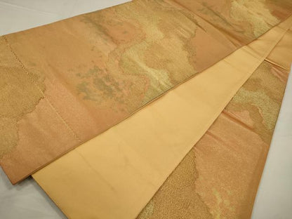 平和屋着物◎六通柄袋帯　錦彩つづれ　道長文　金糸　引箔　正絹　逸品　CABA3771qe
