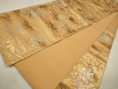 平和屋着物◎六通柄袋帯 更紗花文 金銀糸 正絹 逸品 CABA3776qe