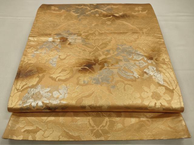 平和屋着物◎六通柄袋帯 更紗花文 金銀糸 正絹 逸品 CABA3776qe