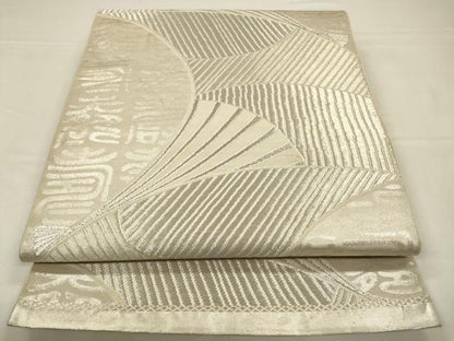 平和屋着物◎六通柄袋帯　寿字文　銀糸　正絹　逸品　CABA3777qe