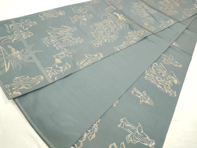 平和屋着物◎六通柄　本袋帯　人物文　金糸　正絹　逸品　CABA3792qe