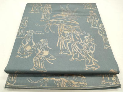 平和屋着物◎六通柄　本袋帯　人物文　金糸　正絹　逸品　CABA3792qe
