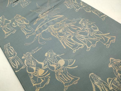 平和屋着物◎六通柄　本袋帯　人物文　金糸　正絹　逸品　CABA3792qe