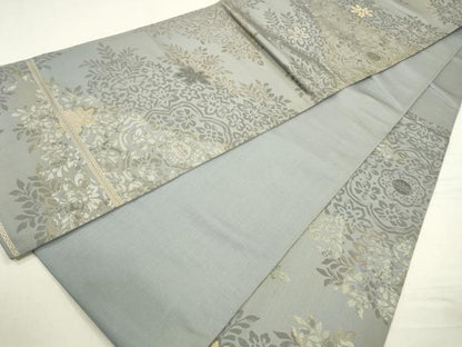 平和屋着物◎六通柄袋帯　飾花文　金銀糸　正絹　逸品　CABA3794qe