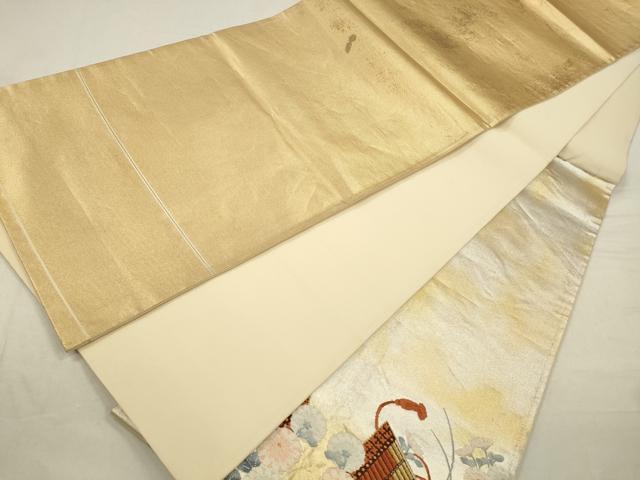 平和屋着物◎六通柄袋帯　鎧縅花文　金銀糸　引箔　正絹　逸品　CABA3795qe