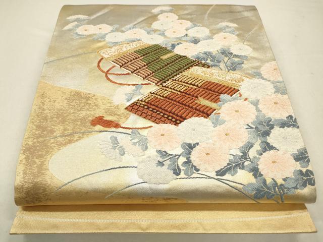 平和屋着物◎六通柄袋帯　鎧縅花文　金銀糸　引箔　正絹　逸品　CABA3795qe