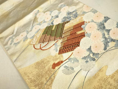 平和屋着物◎六通柄袋帯　鎧縅花文　金銀糸　引箔　正絹　逸品　CABA3795qe
