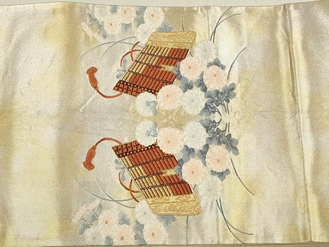 平和屋着物◎六通柄袋帯　鎧縅花文　金銀糸　引箔　正絹　逸品　CABA3795qe
